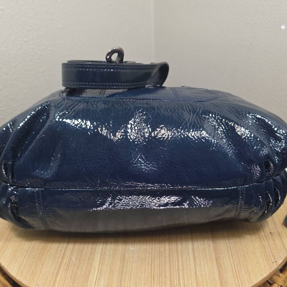 Coach Poppy Highlight Patent Leather Satchel & Wallet | Midnight Blue | Crossbod - Picture 8 of 16